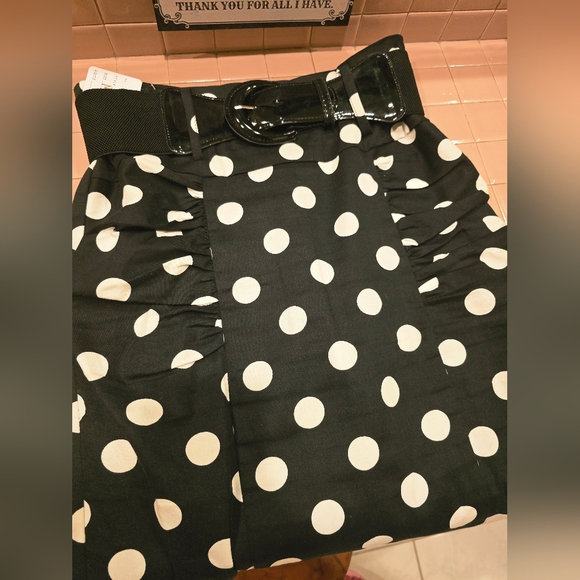 SPD Polka Dot Pencil Skirt with Belt - Picture 13 of 16